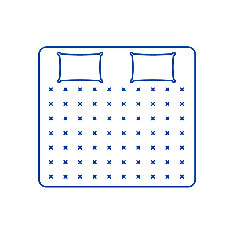 Outline of a bed with two pillows on a white background