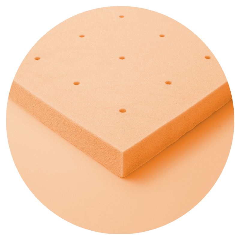 Close up of copper infused memory foam 