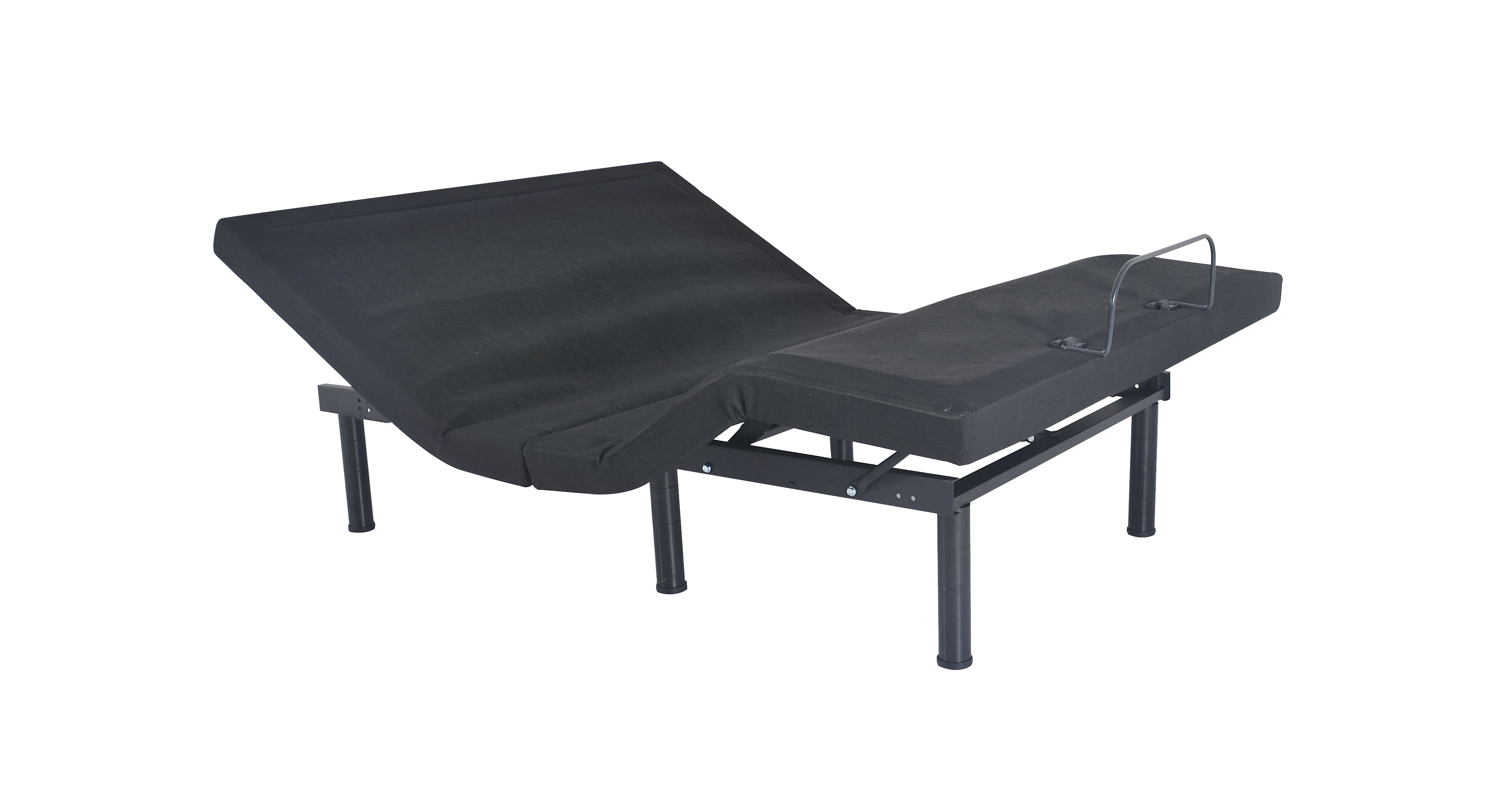 A Black NL200U Base is shown in adjusted position with head and foot of bed elevated on white background.