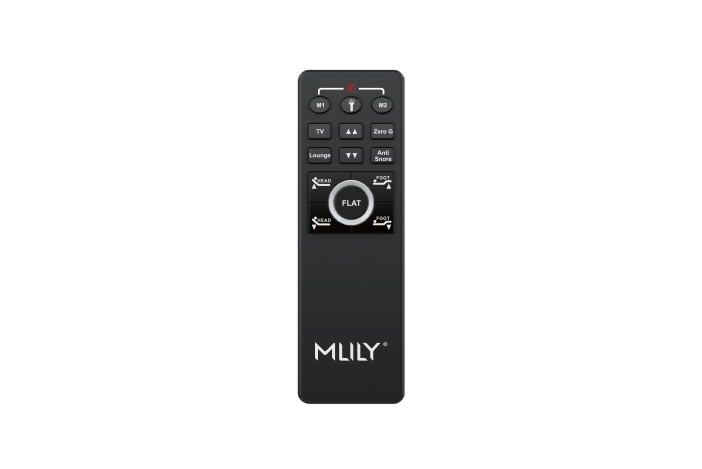 A black NL200U Base remote control with 14 buttons and MLILY brand logo against a white background.