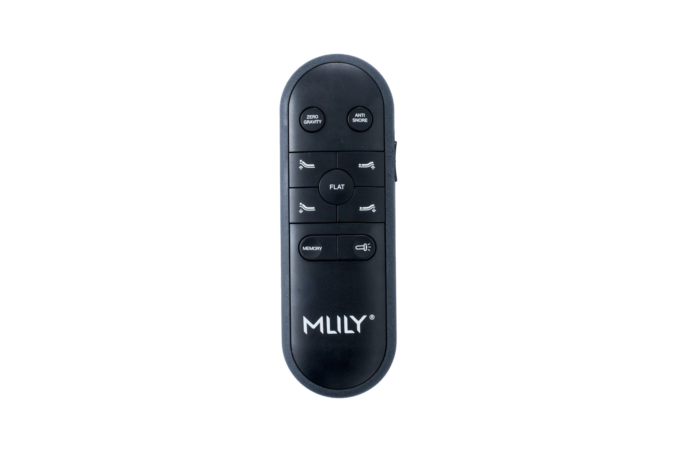 A black NH200SA Base wireless remote control with 9 buttons and a white MLILY logo on the front, shown against a white background.